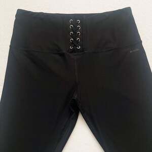 RBX Active Womens L Black High Waist Lace Up Capri Leggings Cropped Yoga Pants